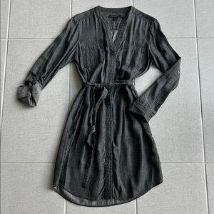 Banana republic-Casual Belted button Shirt Dress - Charcoal Gray SZ 4